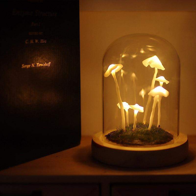 DIY Svampe Lampe – Glas og Træ, Kreativ Borddekoration til Stuen eller Soveværelset