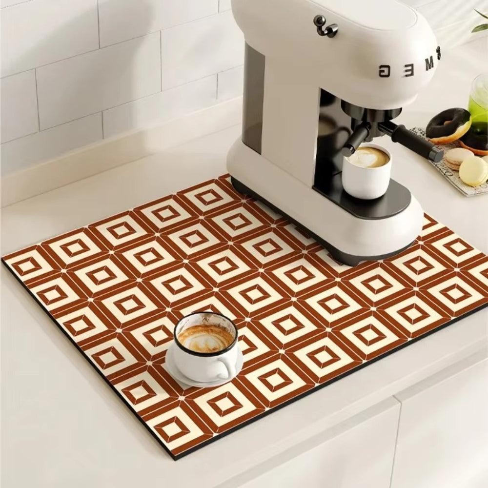 Absorberende Køkkenmåtte – Retro Fliser Design i Multifarvet til Kaffeområde eller Opvaskerum