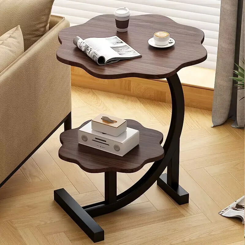 Flytbar Mini Sidebord – Træ og Rustfrit Stål, Moderne Design til Balkon eller Soveværelse
