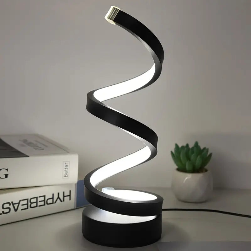Dæmpbar LED bordlampe – Moderne spiraldesign i hvid til stuen, soveværelset eller kontoret