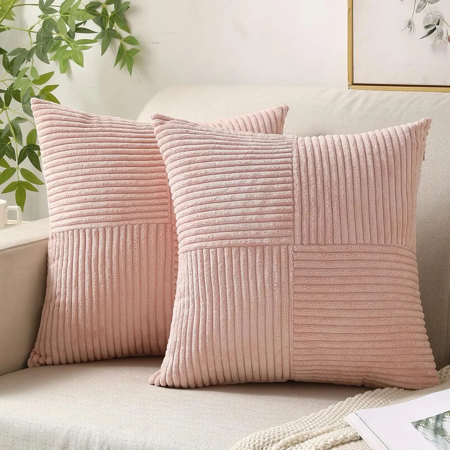 Corduroy Pude Sæt – Blød Beige, Tidøst Design til Stue eller Soveværelse