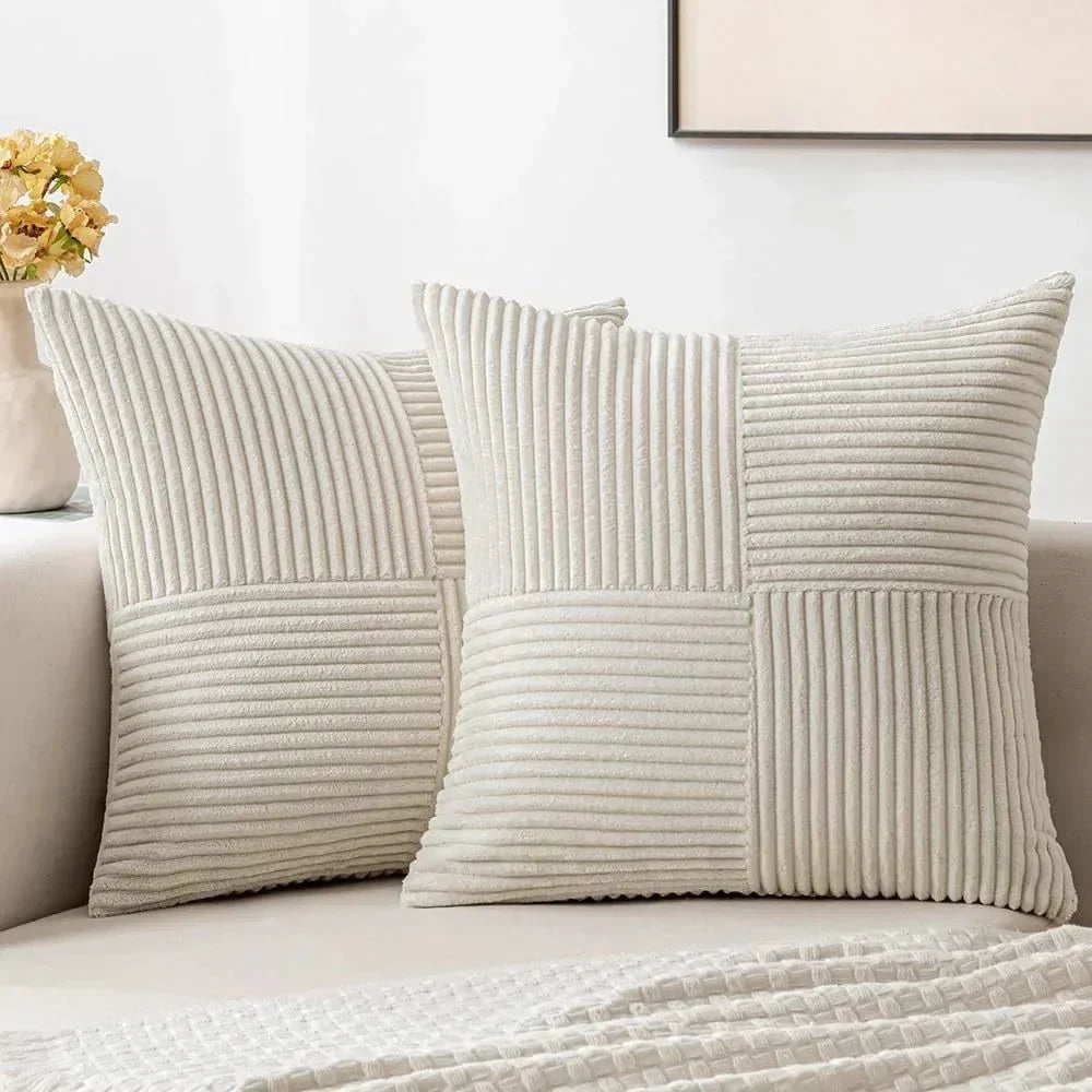 Corduroy Pude Sæt – Blød Beige, Tidøst Design til Stue eller Soveværelse