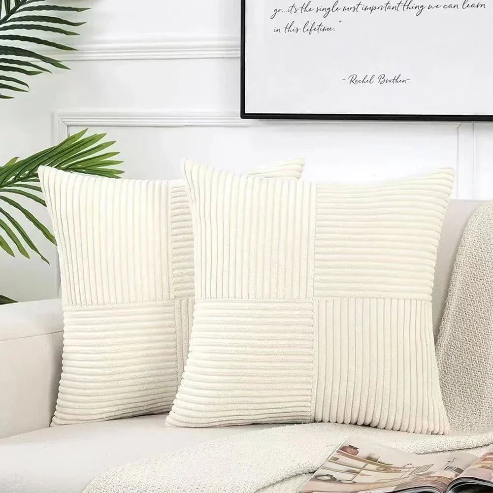 Corduroy Pude Sæt – Blød Beige, Tidøst Design til Stue eller Soveværelse