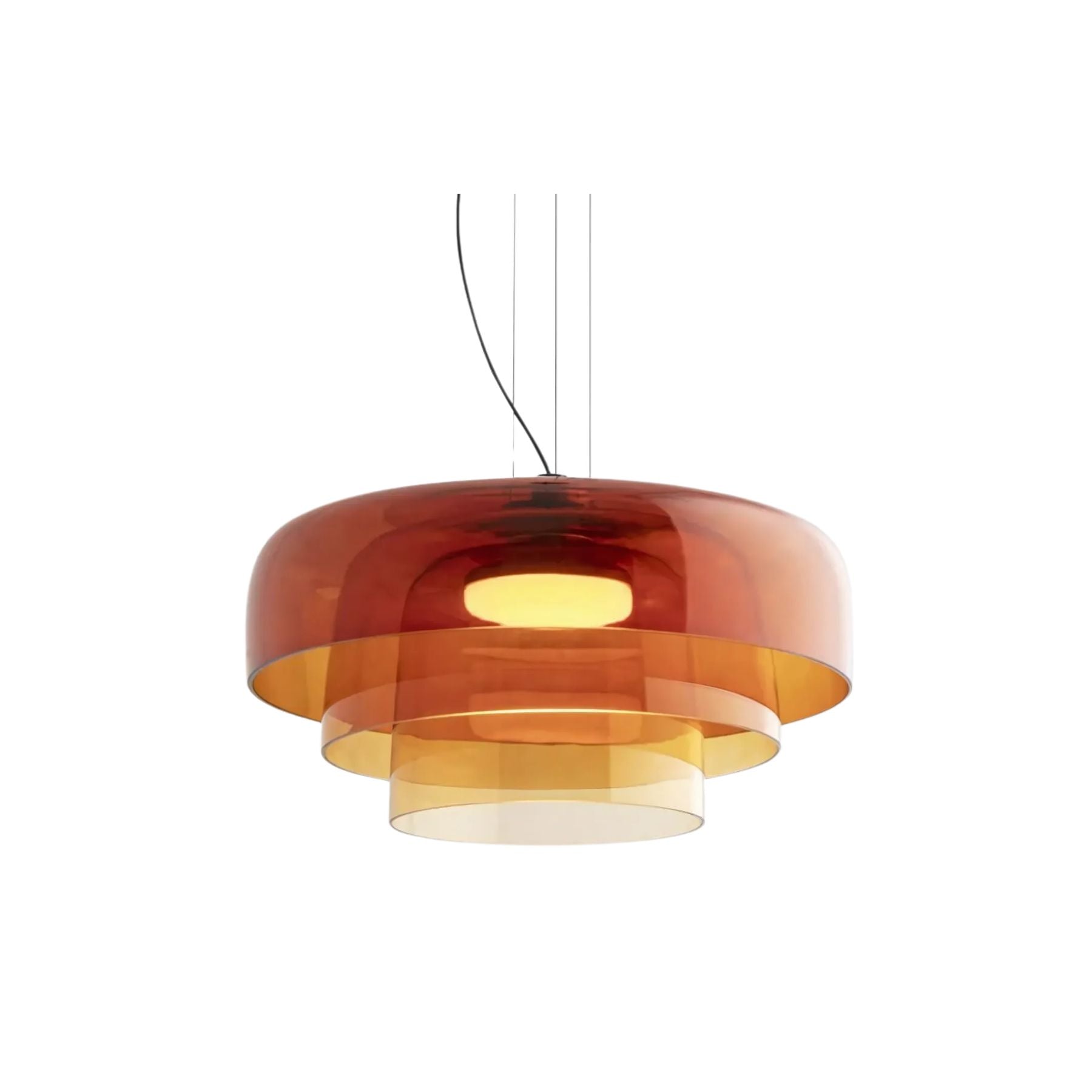 Lagdelte Glas Pendel – Moderne Design i Orange, Grøn eller Grå til Spisebord eller Stue